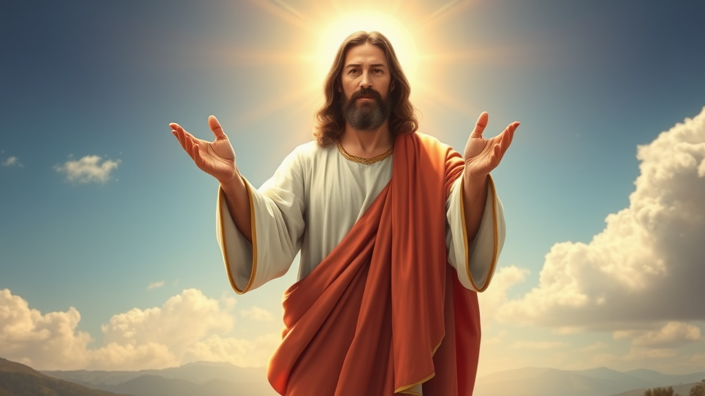 Jesus Christ extending hands in a peaceful gesture