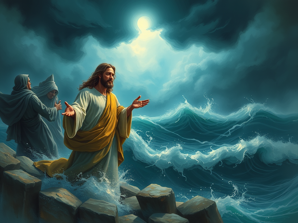 Jesus calming the storm
